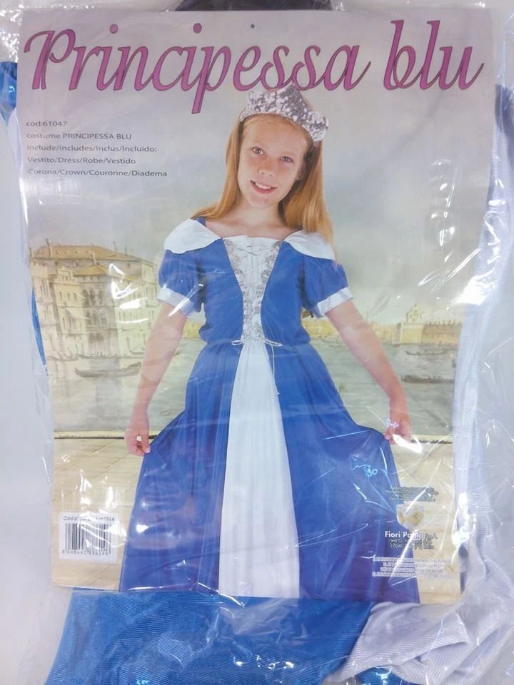 COSTUME CARNEVALE BAMBINA TAGLIA DA 5 A 7 ANNI PRINCIPESSA BLU