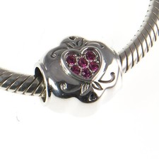 Image of Chamilia 925 silver & crystal PINK LOVE HEART charm bead, love, romance