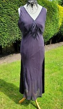 Nicholas Millington Dress Size 12 14 100% Silk Midi Slip Beaded Gatsby dark grey