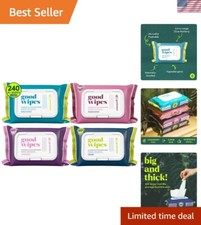 240 Count Extra Large Flushable Butt Wipes with Aloe  Vitamin E for Gentle Care