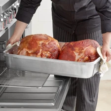 28 Qt. Aluminum Roasting Pan with Riveted Handles - 24" x 18" x 4 1/2"