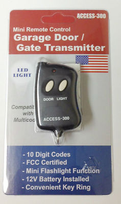 ACCESS Multi-Code Mini Garage Gate Door Opener Transmitter Remote + Flashlight