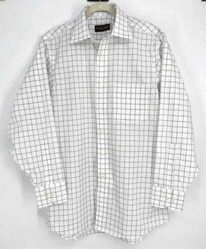Donald J Trump signature collection men's 15.5-32/33 White Plaid Button Up shirt