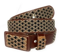 MEN'S WESTERN LEATHER BELT. SADDLE HORSE COWBOY RODEO BELT. CINTO CHARRO VAQUERO