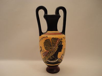 Goddess of Hunting Artemis & God Apollo Ancient Greek Art Pottery Vase Amphora 