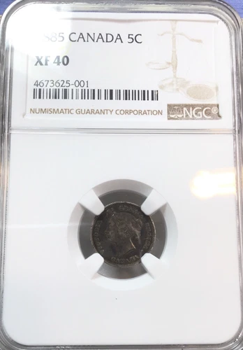 1885 Canada Silver Five Cents NGC XF40 Extra Fine 5C Coin  Key Date!!