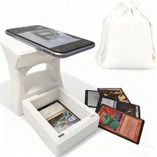 Trading Card Scanner Stand, Detachable Portable Holder with Card Box & Storage B