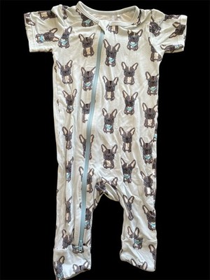 Bestaroo EUC Blue/Grey  Frenchies  Zip Front Bamboo Short Sleeve Coverall-3-6Mos