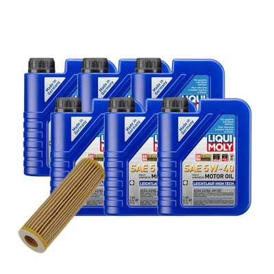 6L Liqui Moly Leichtlauf High Tech 5W40 Mann Oil Change Kit for Mercedes M271