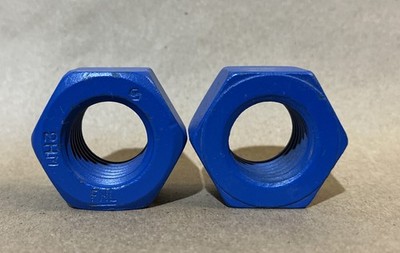 Lot of 2 - 1  2HM Hex Nut Blue Xylan