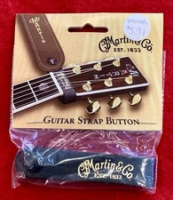 New Vtg CF Martin  Co. Gold Logo Genuine Black Leather Headstock Strap Tie USA