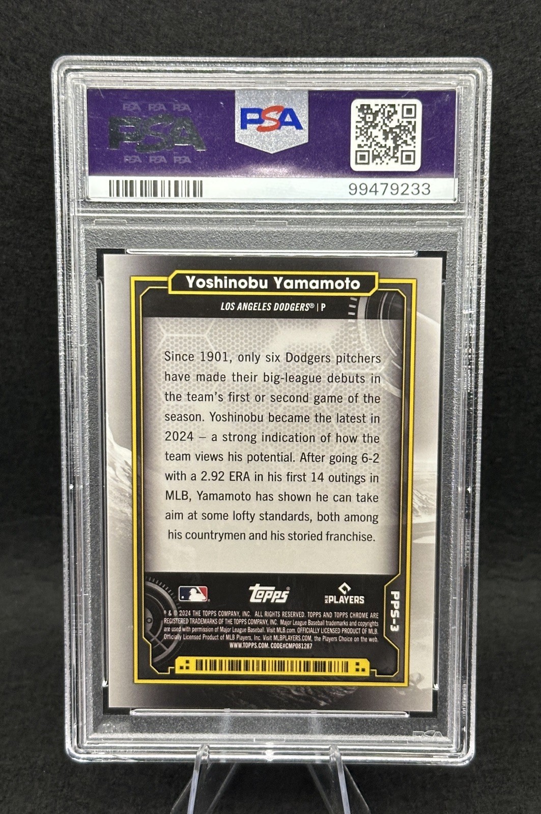 2024 Topps Chrome Cosmic Yoshinobu Yamamoto Planetary Pursuit 🔥The Sun🔥 PSA 10 view 2