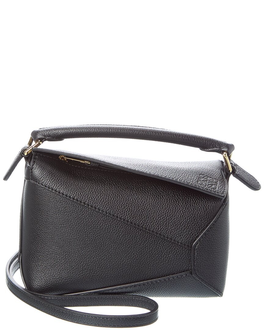 Loewe Puzzle Edge Mini Leather Shoulder Bag Womens Black 352390₽