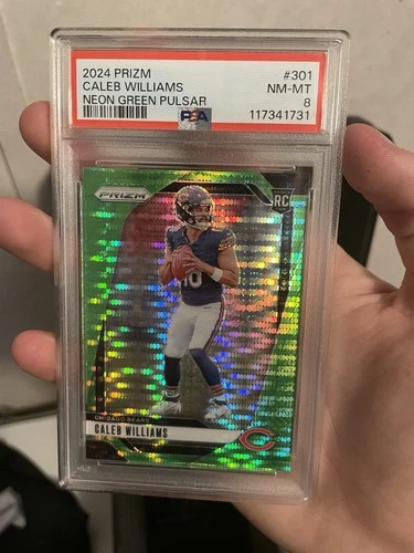 2024 Panini Prizm - Rookies Caleb Williams #301 Neon Green Pulsar Prizm PSA 8