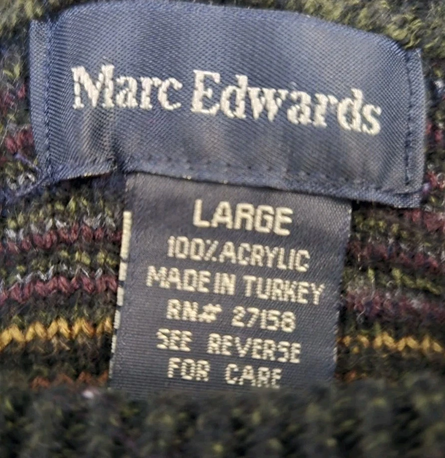 Suéter De Colección Marc Edwards Para Hombres L Acrílico Cuello Redondo Años 90 Y2K Cosby Biggie Foto 4 de 4