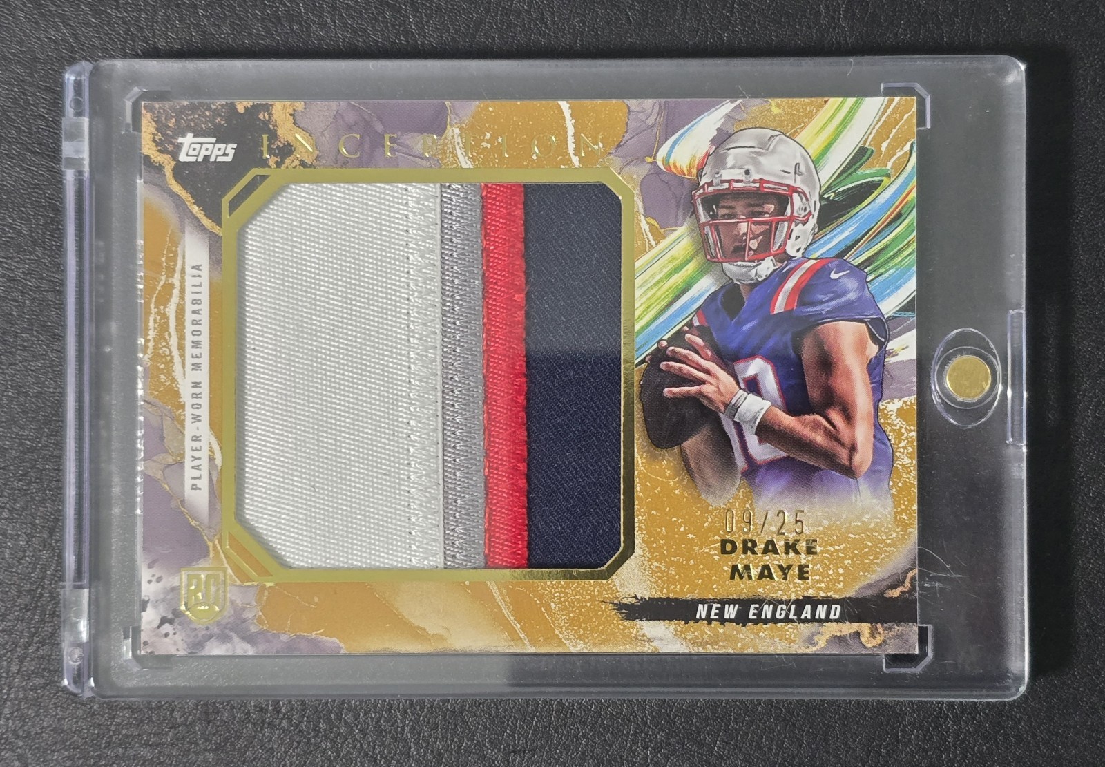 2024 Drake Maye Topps Inception Rookie Jumbo Patch /25 Gold
