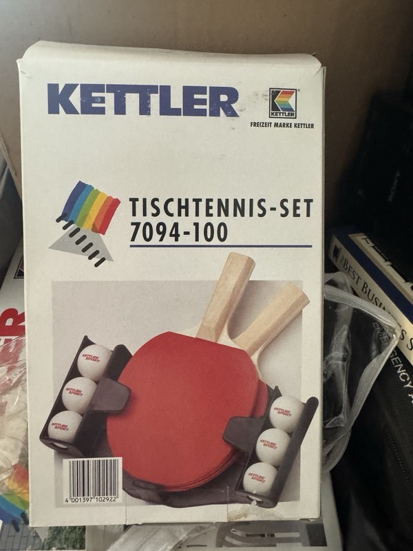 KETTLER MATCH Table tennis Ping Pong racket paddle Set Balls Red/Black NOS NIB