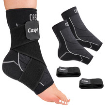 Caspe 2X Ankle Support Brace Compression Sleeve Socks Elastic Foot Pain Relief