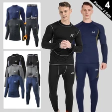 2 Sets Men Winter Ultra-Soft Fleece Lined Thermal Top Bottom Long John Underwear