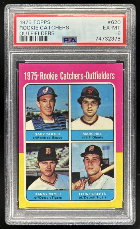 1975 Topps Rookie Catchers-Outfielders Gary Carter Hill Meyer Roberts #620 PSA 6
