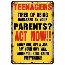 Funny Teenagers Tin Metal Signs Home D cor 8x12:Vintage Sarcastic Humor Wall Art