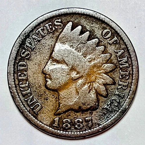 Indian Head Penny Lot of "1" VERY NICE 1887 GOOD OR BETTER°$ FREE SHIPPING $#445