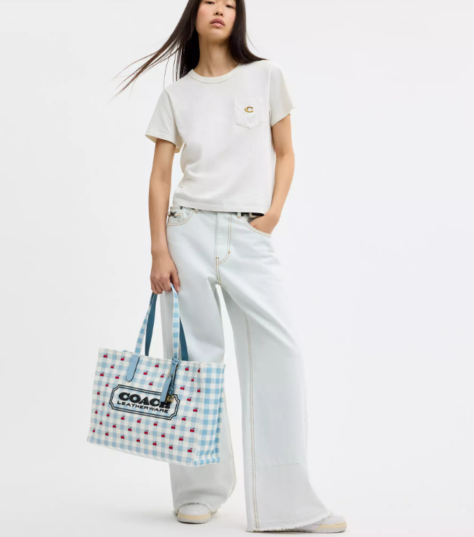 NEW Coach Tote Bag Gingham Print CES71 IMN48 A4 Laptop Tote 16