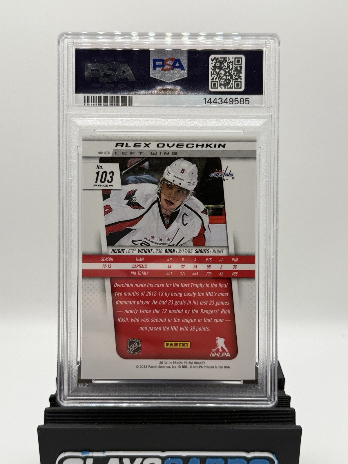 2013-14 Panini Prizm Alex Ovechkin #103 Red Prizm Capitals PSA 8 ColorMatch! view 2