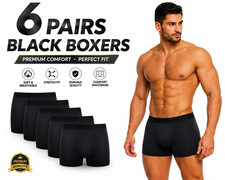 6 Pairs Men's Plain Boxer Shorts Underwear, Classic Cotton Rich Boxers S M L XL
