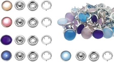 Snap Fasteners - 100 Sets 10Mm Pearl-Like Prong Snap Buttons for Sewing Crafting