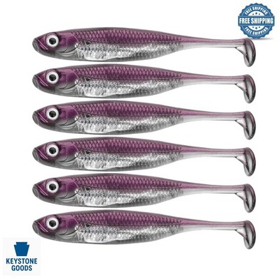6-Pack Soft Plastic Paddle Tail Shad Baits for Bass & Trout