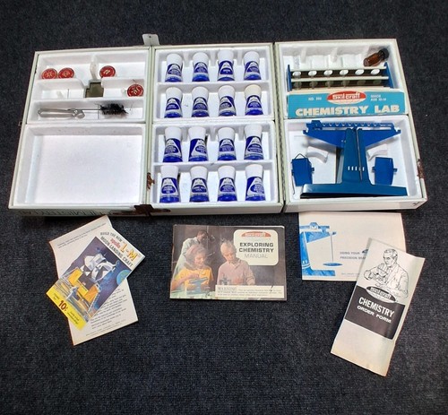 Vintage 1960s Skilcraft Senior Chemistry Lab No. 506 - Metal Case & Manual