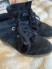 Isabel Marant Bobby Suede Wedge Sneakers Black, Size UK 6/Eur 39