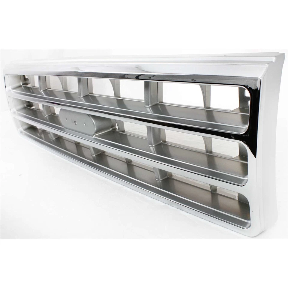 Grille Assembly For Ford F-150 F-250 F-350 Bronco 1989-1991 Chrome with Silver - Imagem 2 de 4