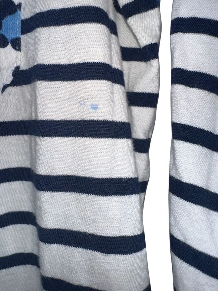 Camiseta Boden Mujer Bretón Rayas Estampado Leopardo Bolsillo Manga Larga Talla 6 Azul Marino Blanco Foto 3 de 4