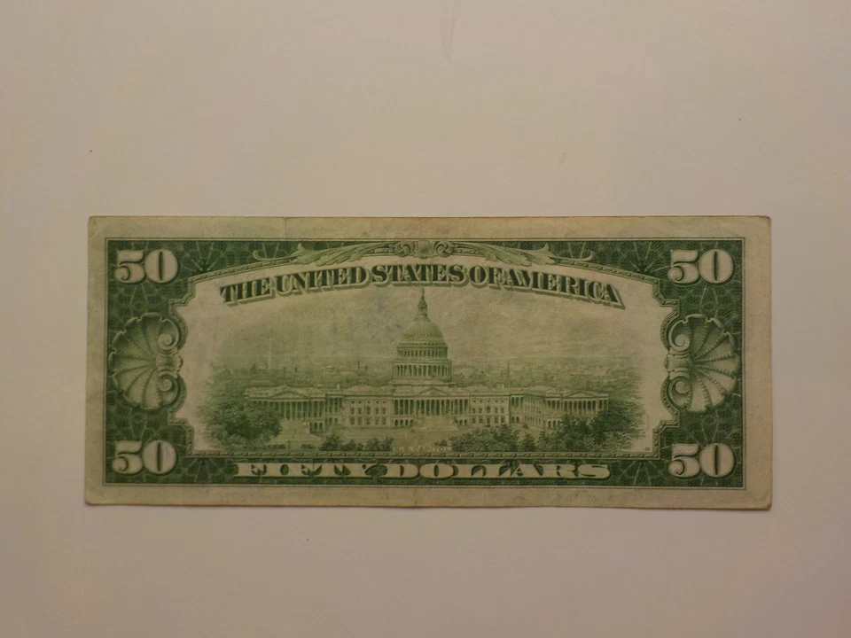 Federal Reserve 1928 50 Dollar Bill Paper Money Currency Note United States  - Image 2 of 2