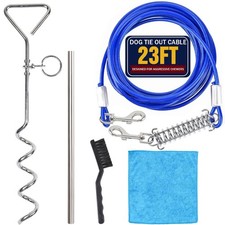 6 PCS Dog Tie Out Cable and Stake, 23FT Dog Leads for Yard Heavy Duty, 16" Do...