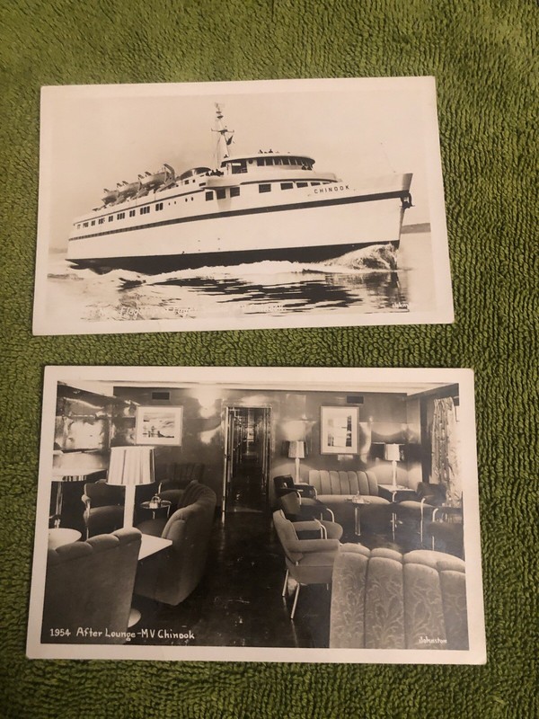 Lot Of 2 Vintage RPPC, MV Chinook, 1950’s, Puget Sound, Johnston 