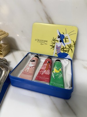 L'Occitane Hand Cream Trio 3-Pack 1 oz Each Cherry Blossom, Rose & Almond-Box  