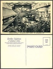 FLORIDA Garden Cafeteria  RESTAURANT VINTAGE POSTCARD