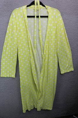 Green Cotton by Garnet Hill Yellow Polka Dot Robe-Large-Belted-Pockets-Cozy Chic