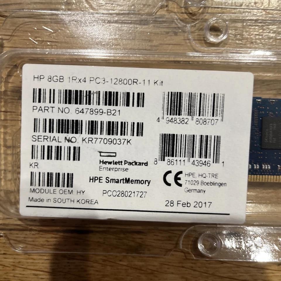 HP 8GB 1Rx4 PC3- 12800R-11 Kit - Image 3 of 4