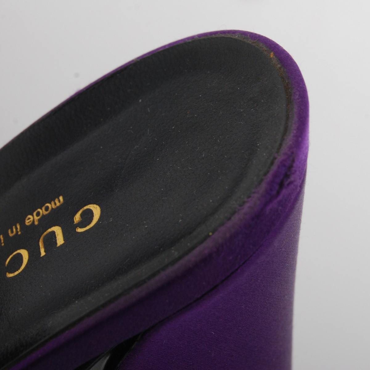 GUCCI Women Purple Sandals Fabric Leather Solid Slide High