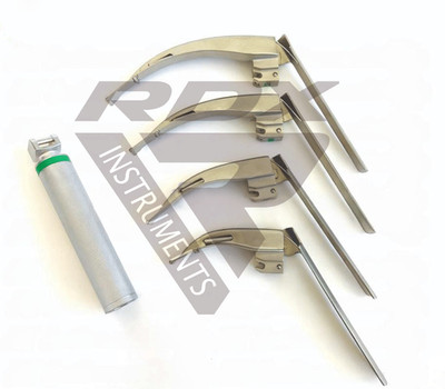 McCoy Flexi Tip Fiberoptic LED Laryngoscope Set Blad #1#2 #3 #4 MediumHandle