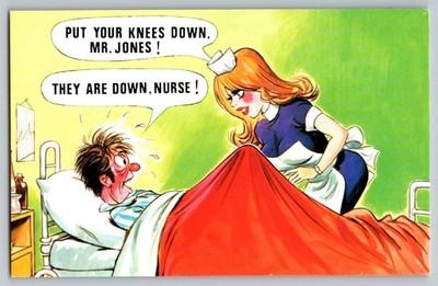 Comic Postcard - Put Your Knees Down. Mr. Jones!, They Are Down. Nurse!