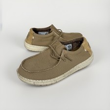 Hey Dude Wally Youth Sport Mesh Tan Beige Kids Size Y 6 Comfort Slip On Shoes