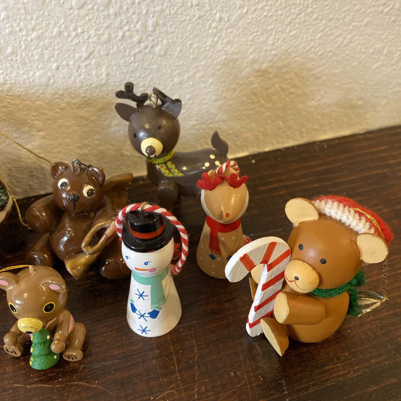 Lot Of  13 Various Wooden Christmas Ornaments Various Figures Some  Vintage