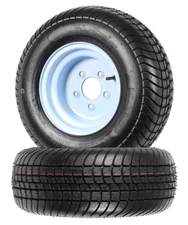 eCustomrim 2-Pk Trailer Tire On Rims 205/65-10 20.5X8.0-10 LRC 5 Lug White Wheel