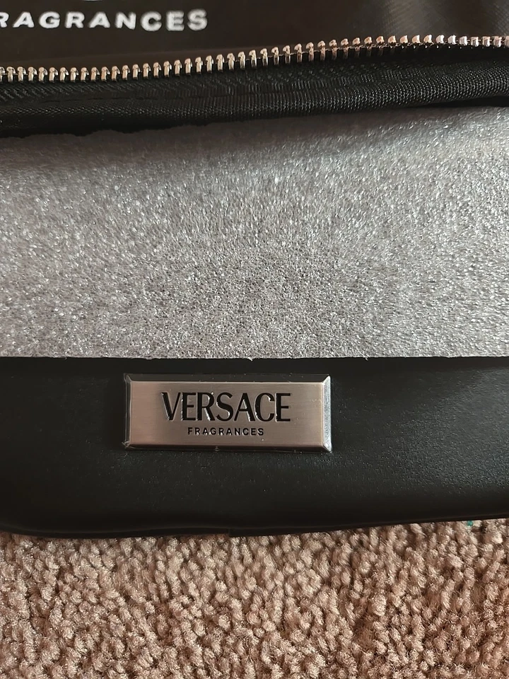Versace Fragrances Silver Belt Black Bag Travel Pouch Fanny Pack + Dust Bag New - Image 2 of 4