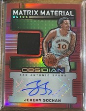 Jeremy Sochan 2024-25 Panini Obsidian Matrix Material Autos Red Flood Game Worn